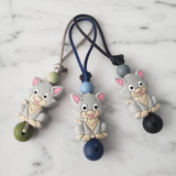 Tirette CHAT pour fermeture éclair, zipette, aide l'autonomie des petit, accessoire sensoriel, bille de silicone